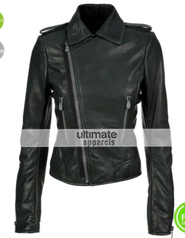 Balenciaga Hailee Steinfeld Black Women Biker Jacket Balenciaga Hailee Steinfeld Black Women Biker Jacket