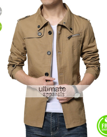 Business Style Classic Khaki Winter Military Coat