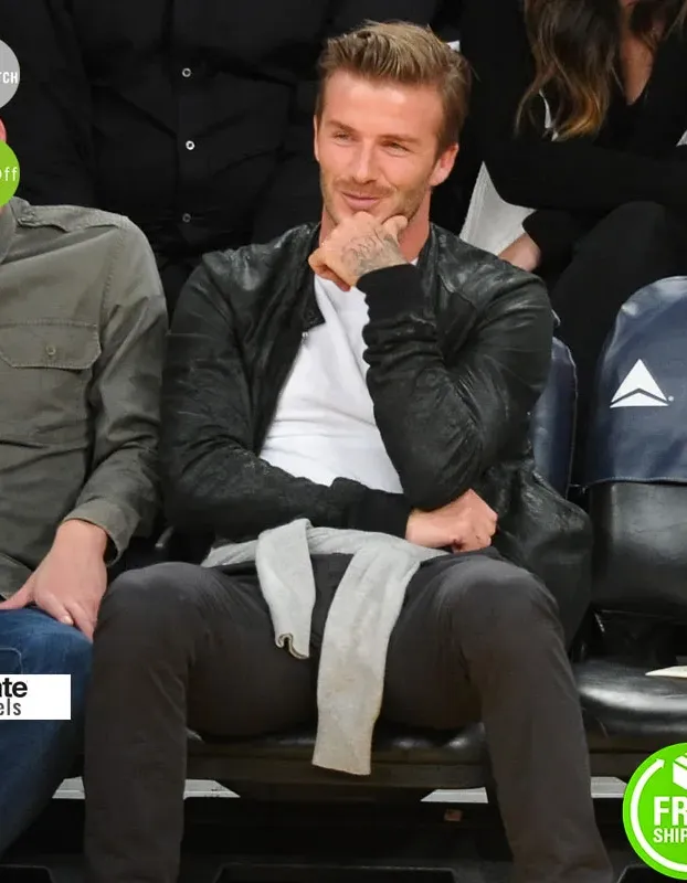 David Beckham Lakers Game Black Bomber Jacket