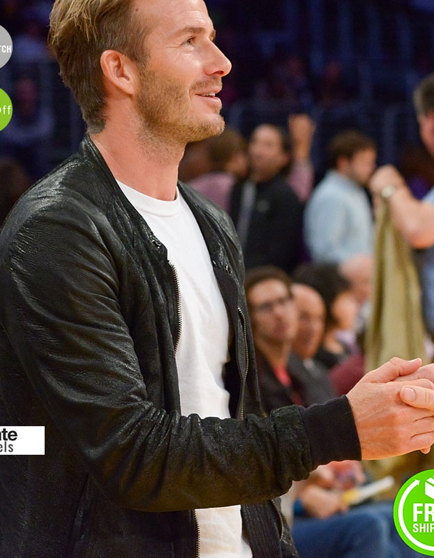 David Beckham Lakers Game Black Bomber Jacket David Beckham Lakers Game Black Bomber Jacket