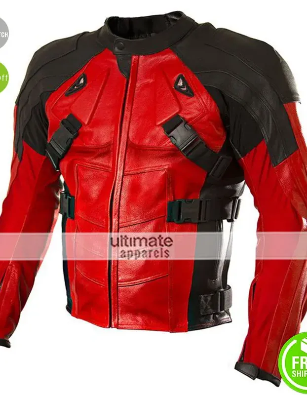 Deadpool Motorcycle Track Leather Cosplay Costume Jacket