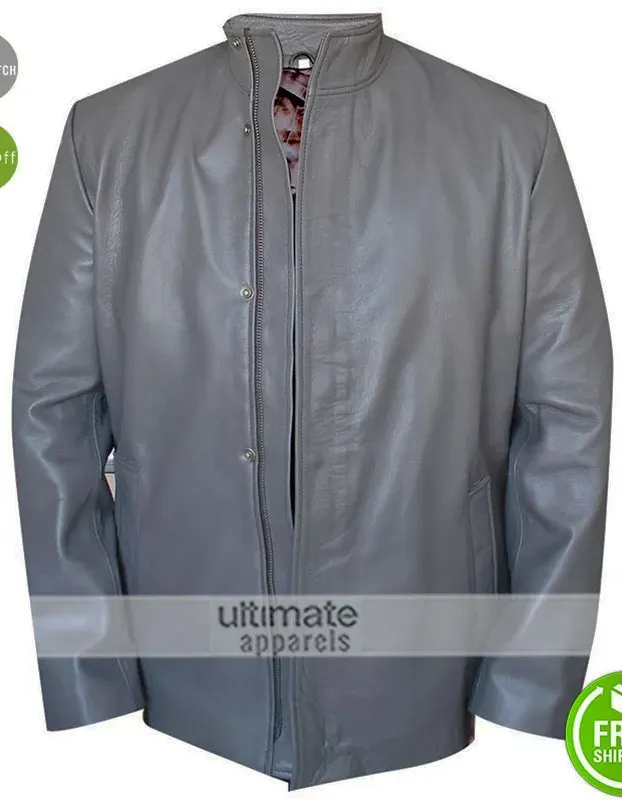 Light Grey Mens Leather Biker Style Jacket For Sale Light Grey Mens Leather Biker Style Jacket For Sale