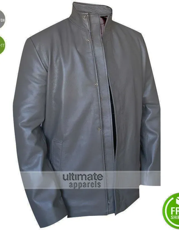 Light Grey Mens Leather Biker Style Jacket For Sale Light Grey Mens Leather Biker Style Jacket For Sale