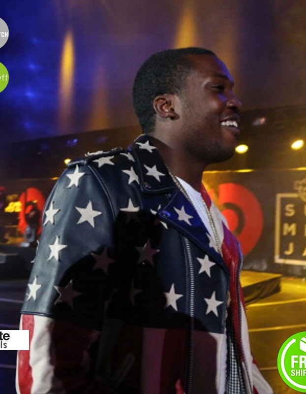 Meek Mill Perfecto American Flag Biker Leather Jacket Meek Mill Perfecto American Flag Biker Leather Jacket