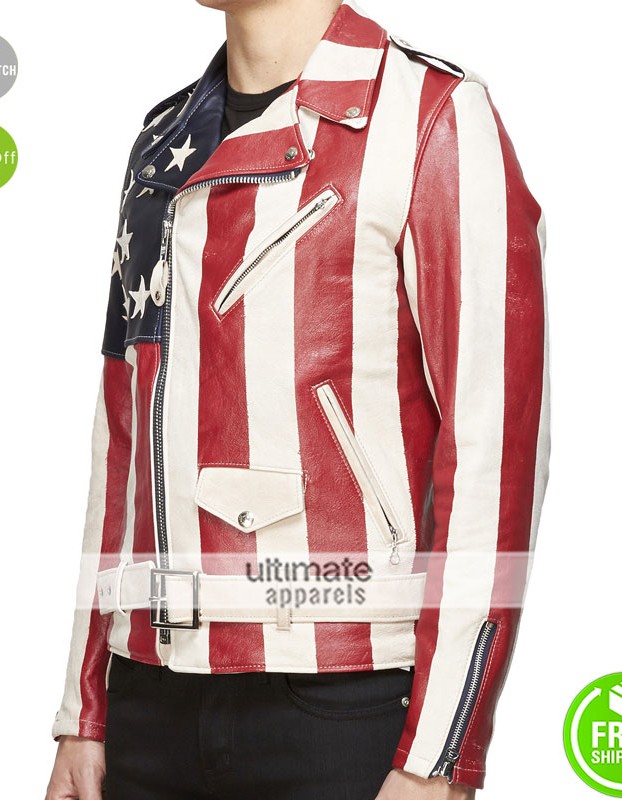 Meek Mill Perfecto American Flag Biker Leather Jacket Meek Mill Perfecto American Flag Biker Leather Jacket
