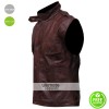 Men’s Chocolate Brown Distressed Biker Leather Vest