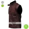 Men’s Chocolate Brown Distressed Biker Leather Vest