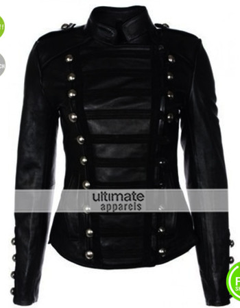 Olivia Palermo Military Black Biker Women Jacket