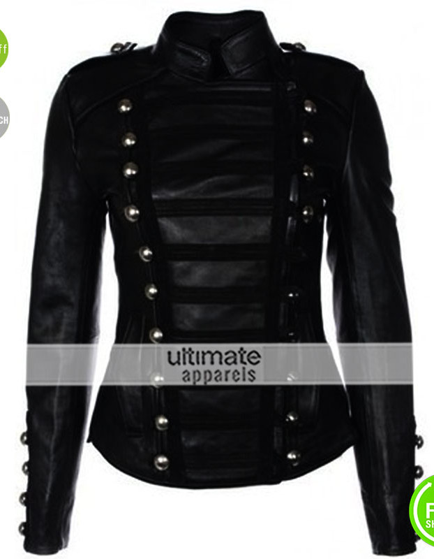 Olivia Palermo Military Black Biker Women Jacket