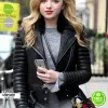 Peyton List Black Bomber Ladies Biker Jacket