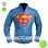 New Superman Logo Blue Collar Slim Fit Leather Jacket