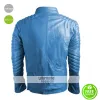 New Superman Logo Blue Collar Slim Fit Leather Jacket New Superman Logo Blue Collar Slim Fit Leather Jacket
