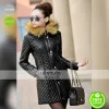 New Women Parka Fur Collar Winter Quilted Black Coat New Women Parka Fur Collar Winter Quilted Black Coat