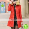New Women Parka Fur Collar Quilted Red Coat Outwear