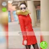 New Women Parka Fur Collar Quilted Red Coat Outwear
