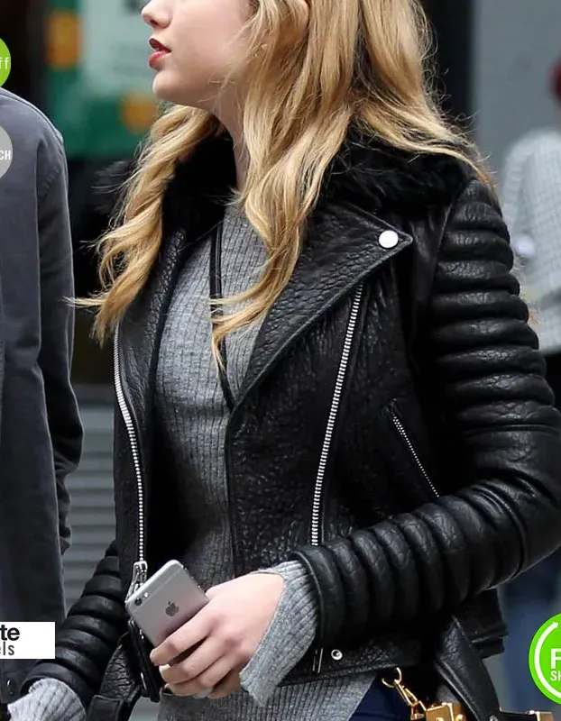 Peyton List Black Bomber Ladies Biker Jacket