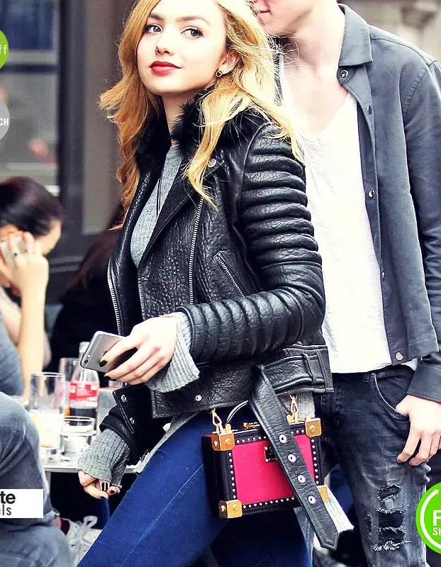 Peyton List Black Bomber Ladies Biker Jacket