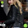 Peyton List Black Bomber Ladies Biker Jacket