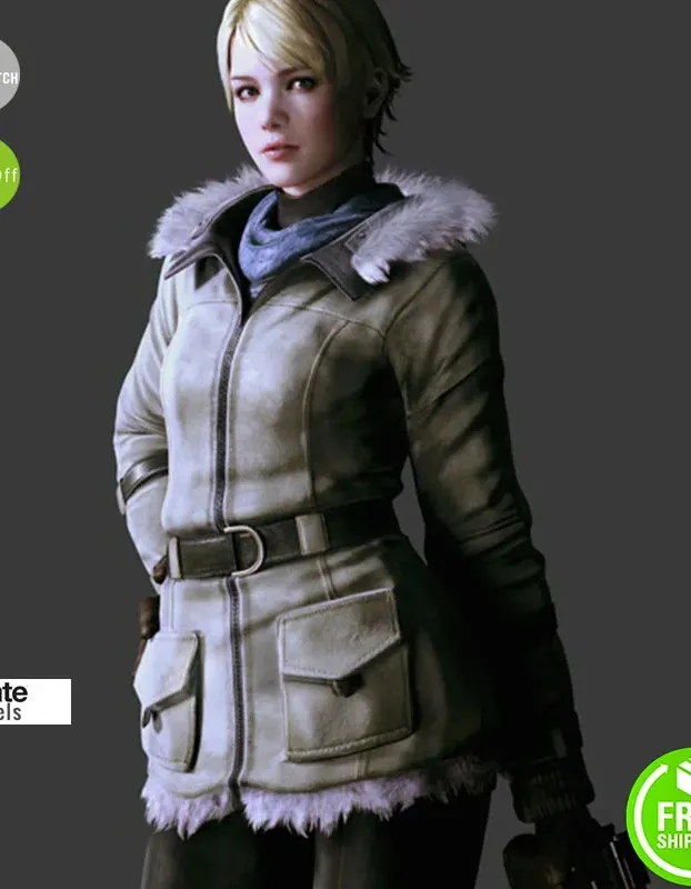 Resident Evil 6 Game Sherry Birkin Fur Jacket