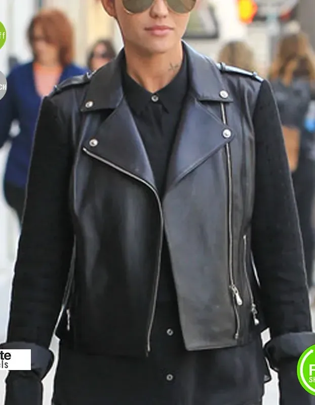 Ruby Rose Model Black Biker Stylish Women Jacket