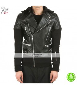 Brando Black Hooded Justin Bieber Leather Jacket