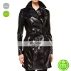 Burberry London Double Breasted Black Leather Trench Coat Burberry London Double Breasted Black Leather Trench Coat
