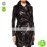 Burberry London Double Breasted Black Leather Trench Coat