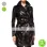 Burberry London Double Breasted Black Leather Trench Coat