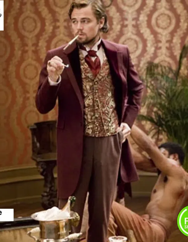 Django Unchained Leonardo DiCaprio Calvin Candie Maroon Coat Django Unchained Leonardo DiCaprio Calvin Candie Maroon Coat