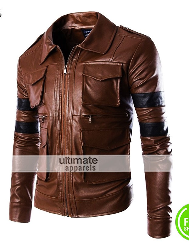 Four Pocket Chocolate Brown Jacket With Stripes Four Pocket Chocolate Brown Jacket With Stripes