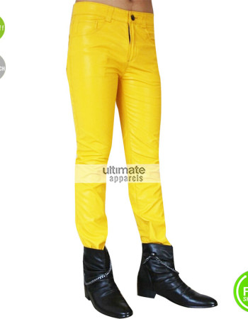 Freddie Mercury Stylish Yellow Leather Pant
