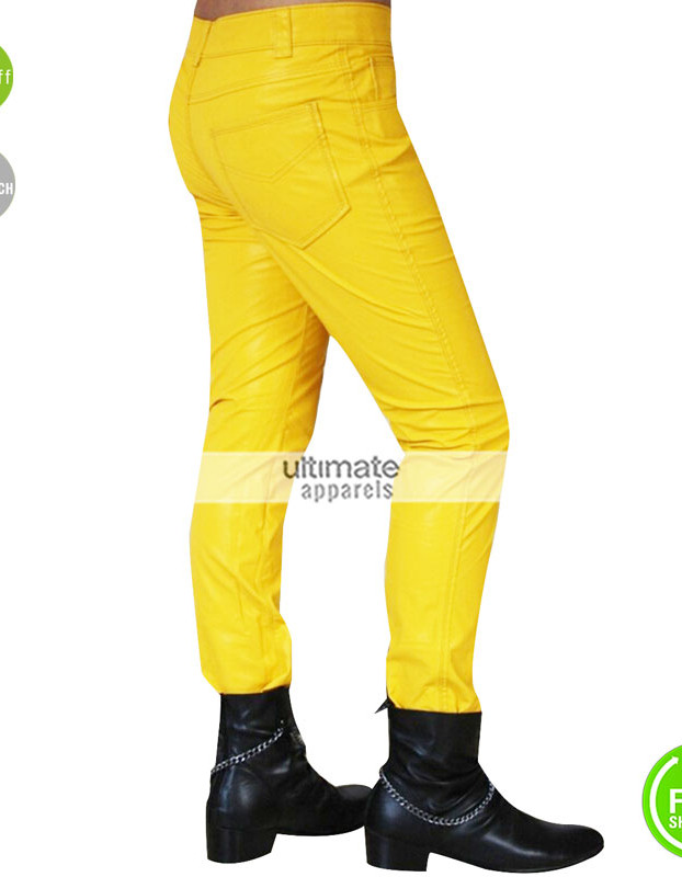 Freddie Mercury Stylish Yellow Leather Pant