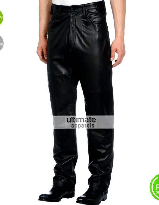 George Michael Black Men Leather Pants George Michael Black Men Leather Pants