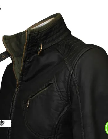 H Racer Cross Zip Pocket Slim Fit Biker Jacket