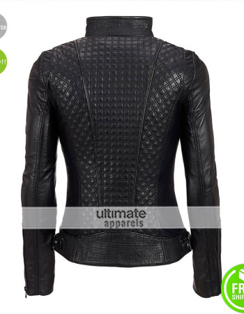 LaMarque Quilted Women Black Leather Biker Jacket