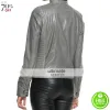 Leighton Women Biker Grey Quilted Jacket Leighton Women Biker Grey Quilted Jacket