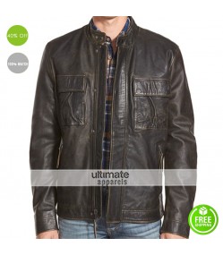 Lucky Brand Ace Black Men Leather Jacket