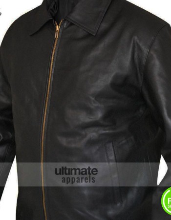 Men Black Casual Leather Jacket
