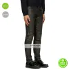 Men Dark Grey Leather Zip Panel Quilted Pants Men Dark Grey Leather Zip Panel Quilted Pants