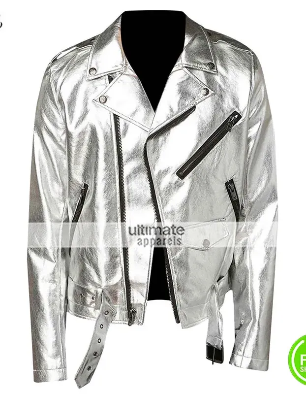 New Men Silver Shiny leather Jacket New Men Silver Shiny leather Jacket