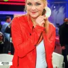 Linda Hesse Red Slim Fit Leather Jacket For Women