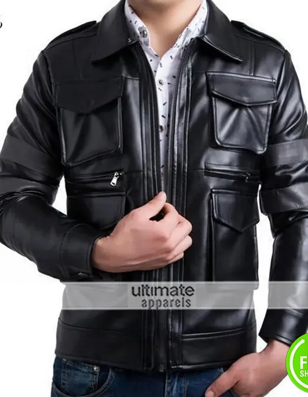 Resident Evil Faux Black Leather Jacket Resident Evil Faux Black Leather Jacket