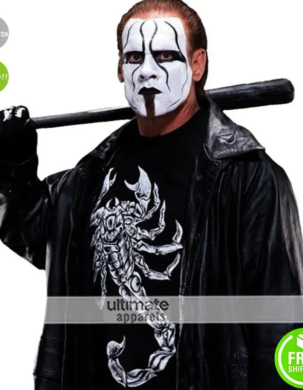 Sting Returns 2015 WWE Long Black Leather Coat Sting Returns 2015 WWE Long Black Leather Coat