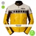 Yamaha Vintage Yellow & Blue Motorcycle Leather Jacket
