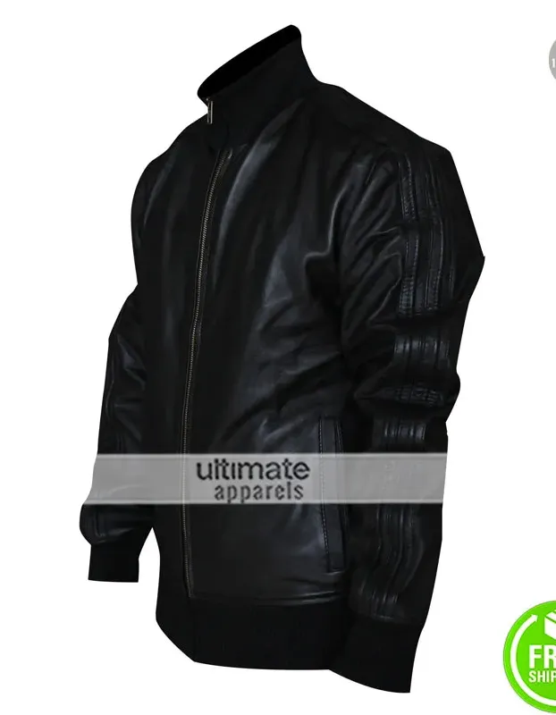 David Beckham Black Bomber Leather Jacket David Beckham Black Bomber Leather Jacket