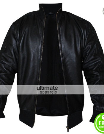 David Beckham Black Bomber Leather Jacket