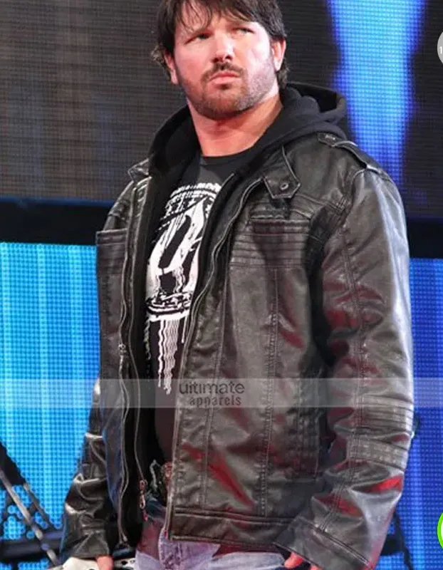 AJ Styles WWE Black Hooded Leather Jacket AJ Styles WWE Black Hooded Leather Jacket