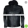 AJ Styles WWE Black Hooded Leather Jacket AJ Styles WWE Black Hooded Leather Jacket