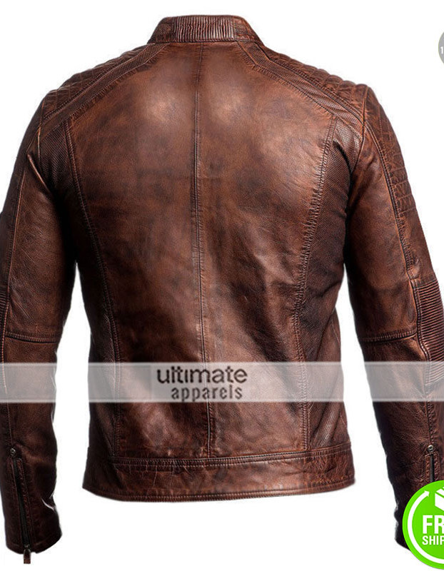 Cafe Racer 2016 Biker Brown Leather Jacket