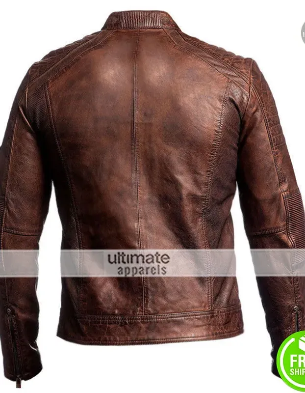 Cafe Racer 2016 Biker Brown Leather Jacket